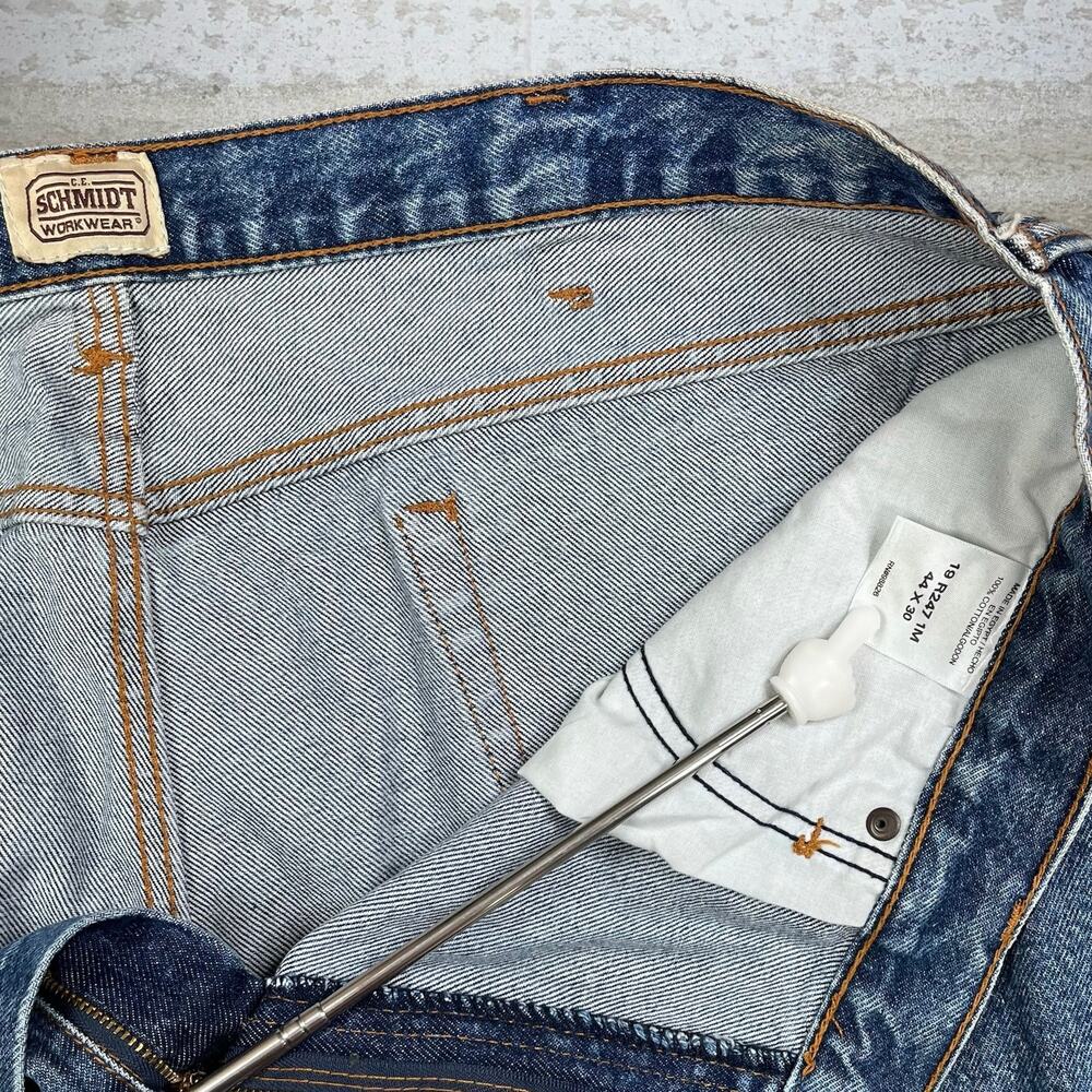 Vintage Y2K Schmidt Jeans 44x30 Baggy Wide Leg Medium Wash Denim Work Wear - Picture 5 of 5